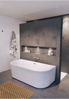 Акриловая ванна с подсветкой Riho Desire Back2Wall Velvet LED B089002105 180х84см светодиоды под ванной белый матовый